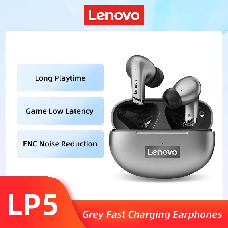 Lançamento ! Fone de Ouvido Lenovo LP5 - 100% Original- Wireless Bluetooth 5.2 Earbuds HiFi Music